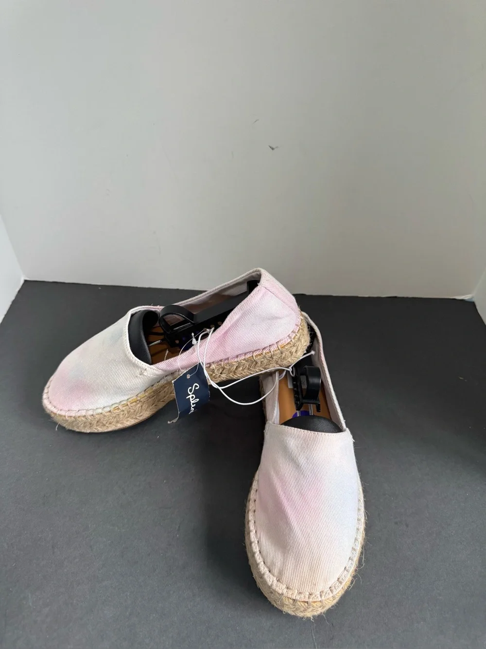 New Splendid Laney pastel tie-dye espadrilles featuring a woven jute sole